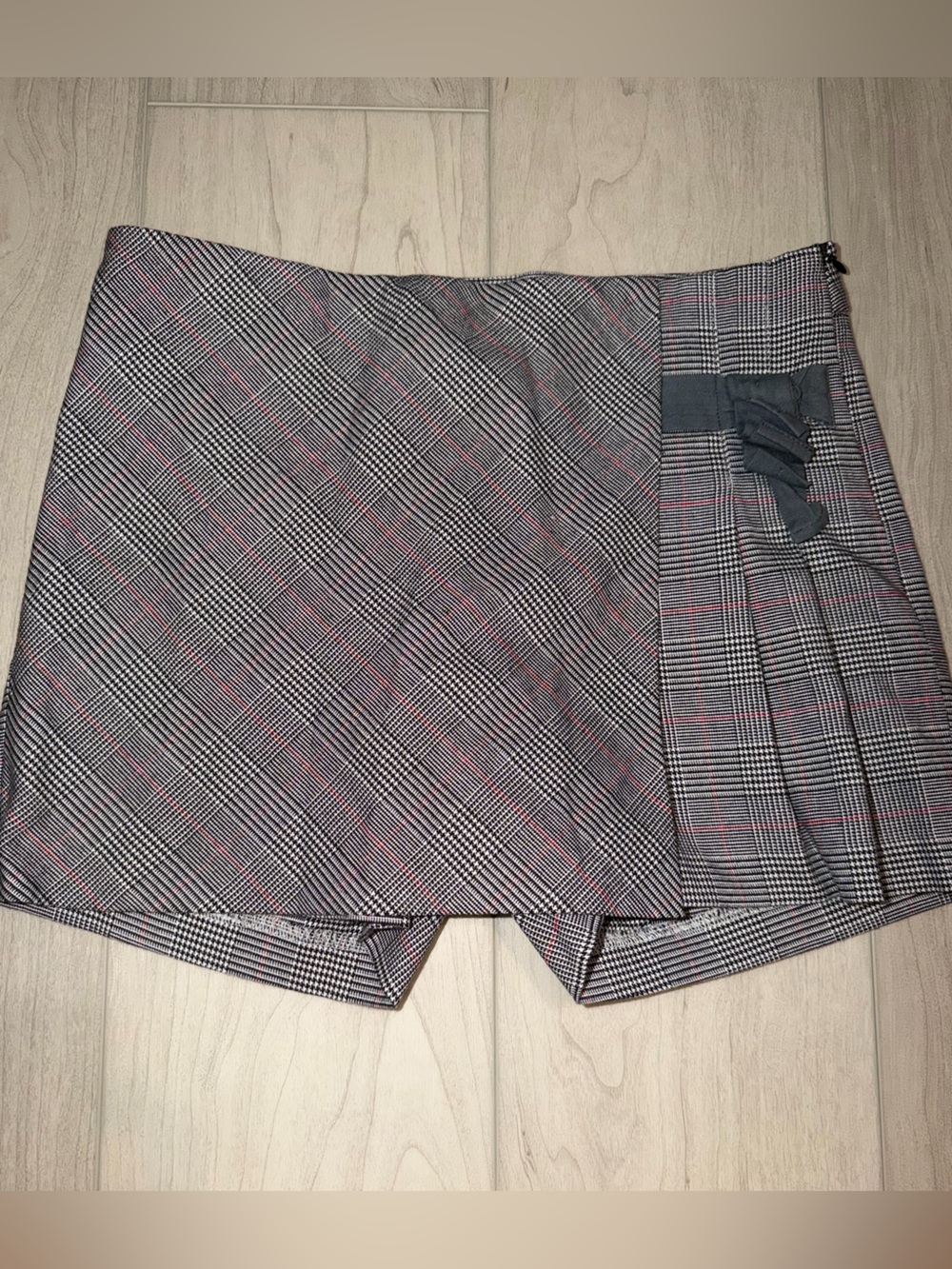 Plaid Mini Skort with Subtle Pink Accents - Women's Skirt
